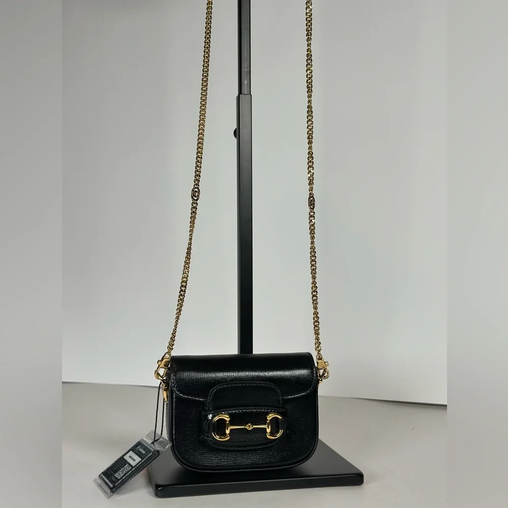 Gucci Horsebit 1955 Nano Crossbody Bag in Black with Gold Hardware